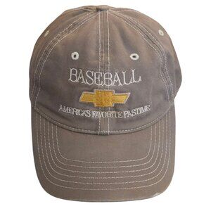 Chevrolet Baseball Cap Americas Favorite Pastime Embroidered Adjustable Brown